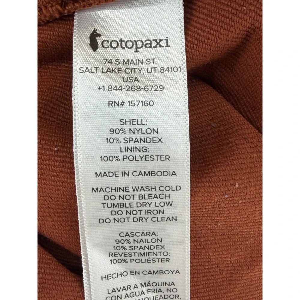Cotopaxi Mens Subo Pants Rust Orange Blue Hiking Outdoor Tapered Size Large